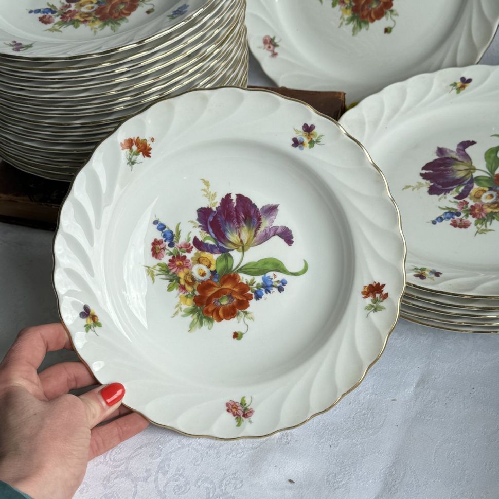 Тарелка глубокая Sсhirnding Мейсенский букет 23 см Германия