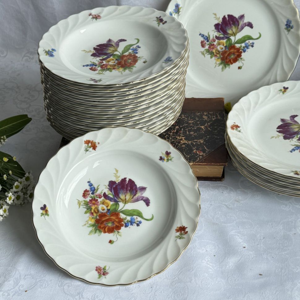 Тарелка глубокая Sсhirnding Мейсенский букет 23 см Германия