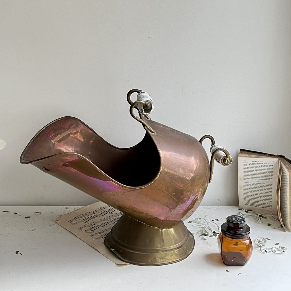 Зольник медь с керамическими ручками 54 см