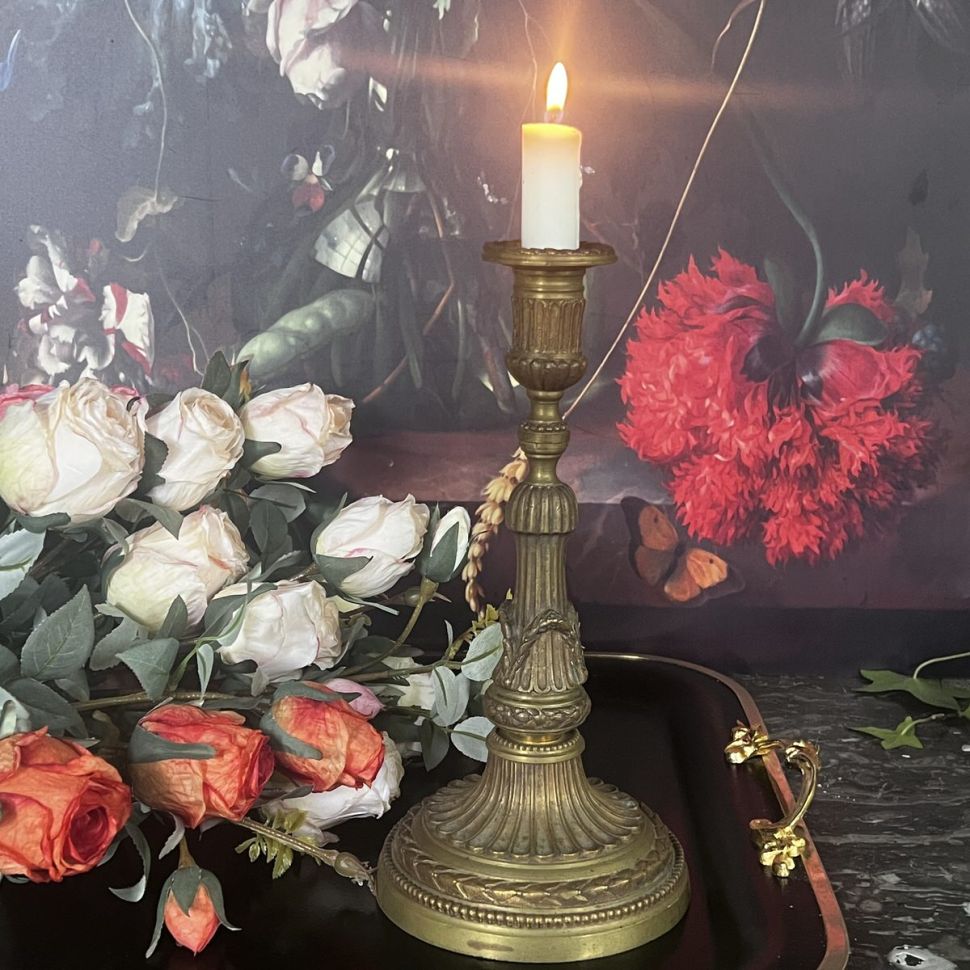 Подсвечник на круглом основании 27 см бронза Франция