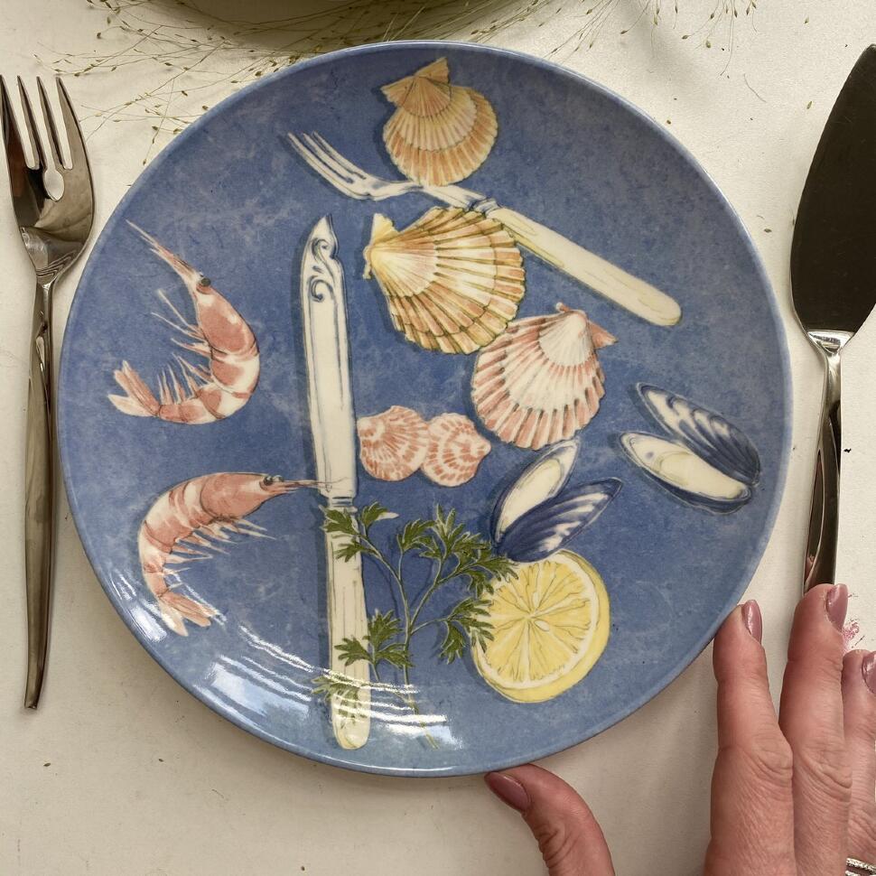 Тарелка 22 см Wedgwood Queen's Ware Seafood фарфор Англия