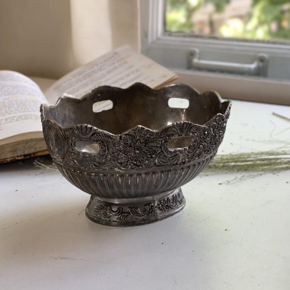 Конфетница 14 см Чаша мельхиор (потертое донышко)