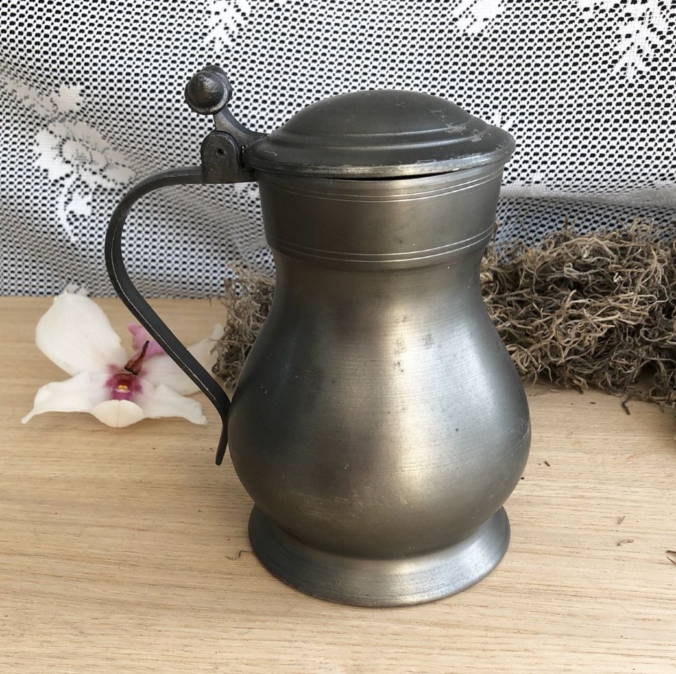 Кувшин кружка с крышкой Желудь, олово 0,8 л