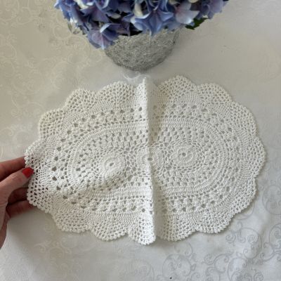 Салфетка кружевная овальная 35 см хлопок ручная работа