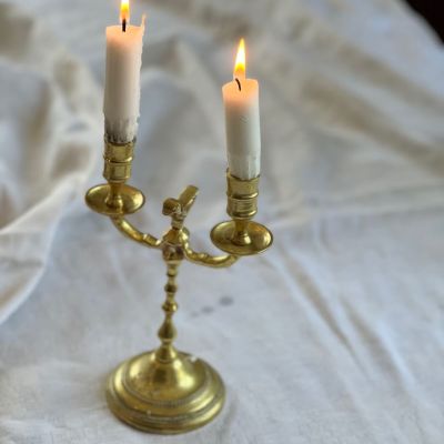 Подсвечник на две свечи Птичка 20 см латунь