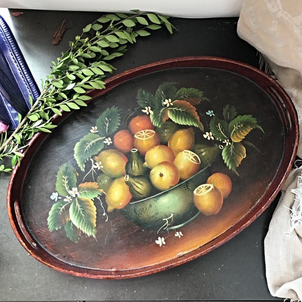 Поднос овал большой дерево ручная роспись