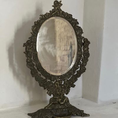 Зеркало настольное Амуры 42 см латунь Италия