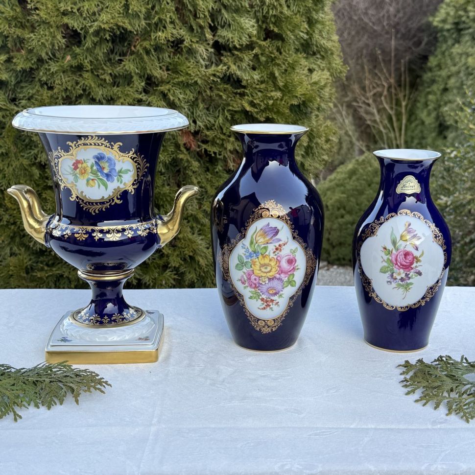 Ваза Lindner 21 см Мейсенский букет Германия