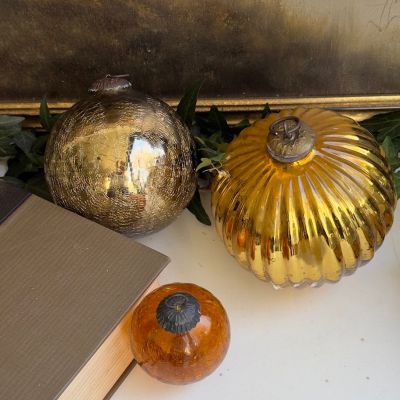 Елочная игрушка Шар кракелюр 8 см стекло металл 