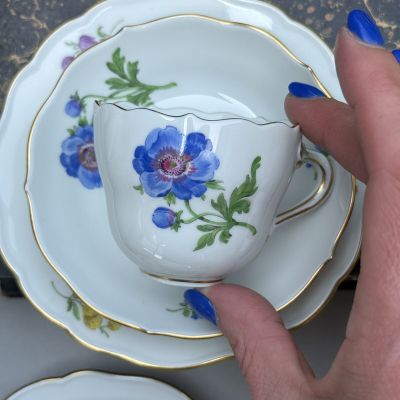 Кофейное трио Meissen Мейсенский букет 100 мл 1966 г. Германия