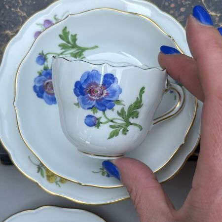 Кофейное трио Meissen Мейсенский букет​ 100 мл 1966 г. Германия
