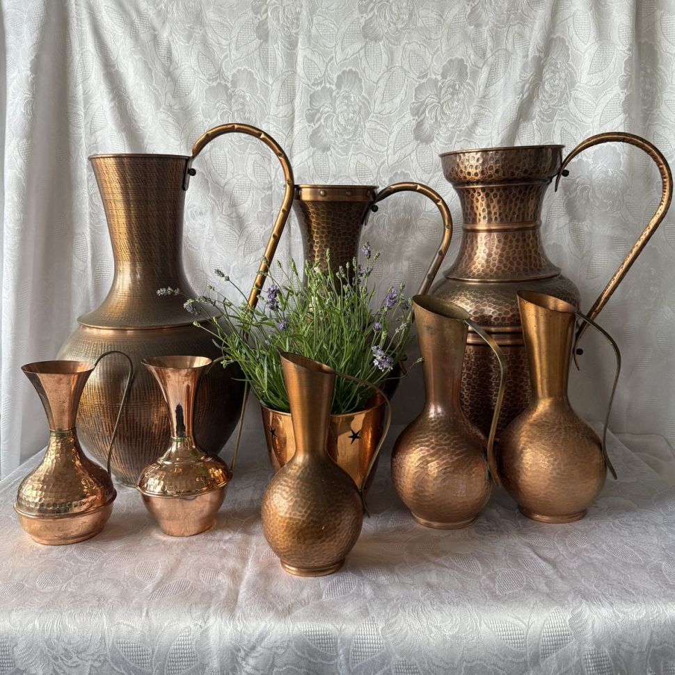 Кувшин с ручкой 23 см медь латунь