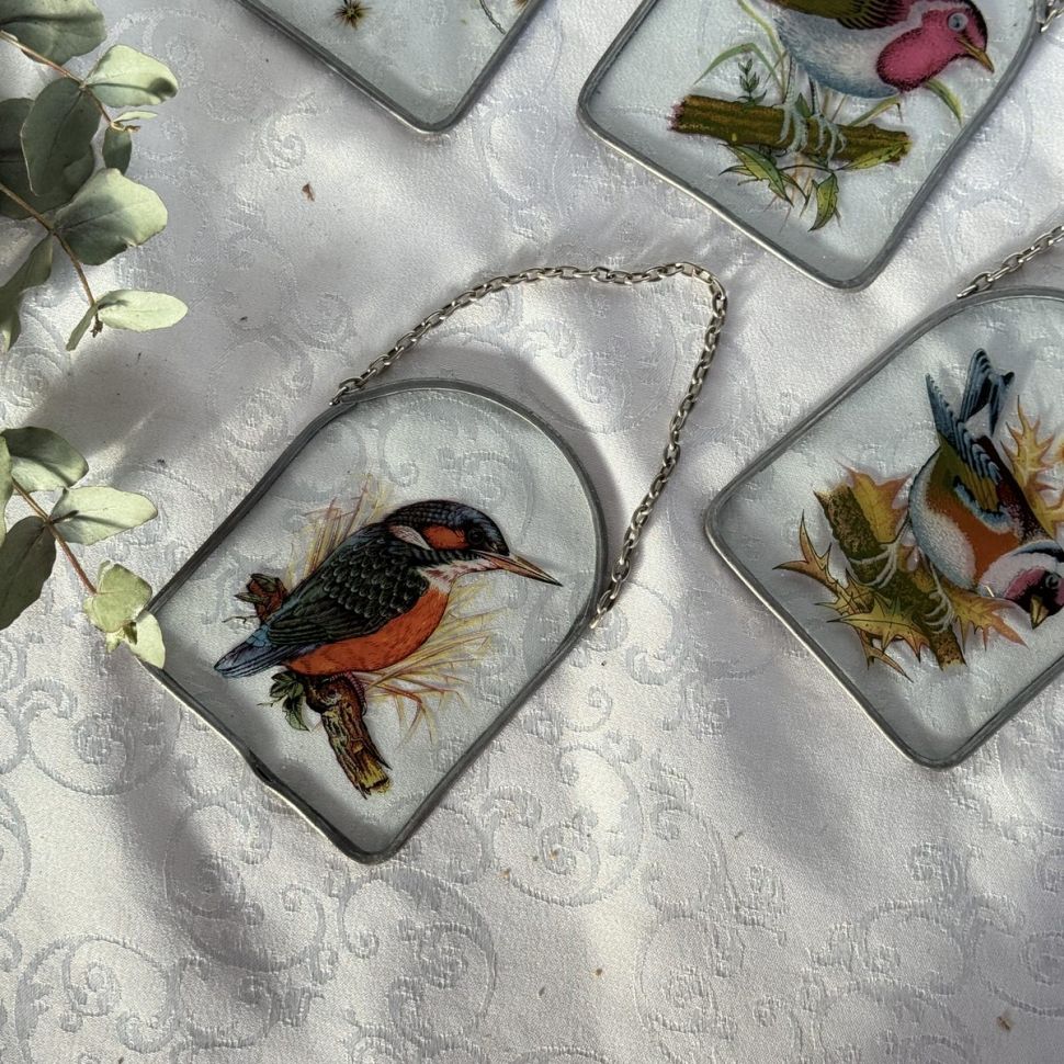 Витраж подвесной стекло металл 9х11 см