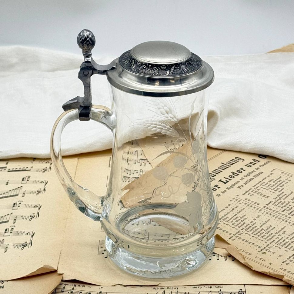 Кружка пивная 800 мл хрусталь олово Германия