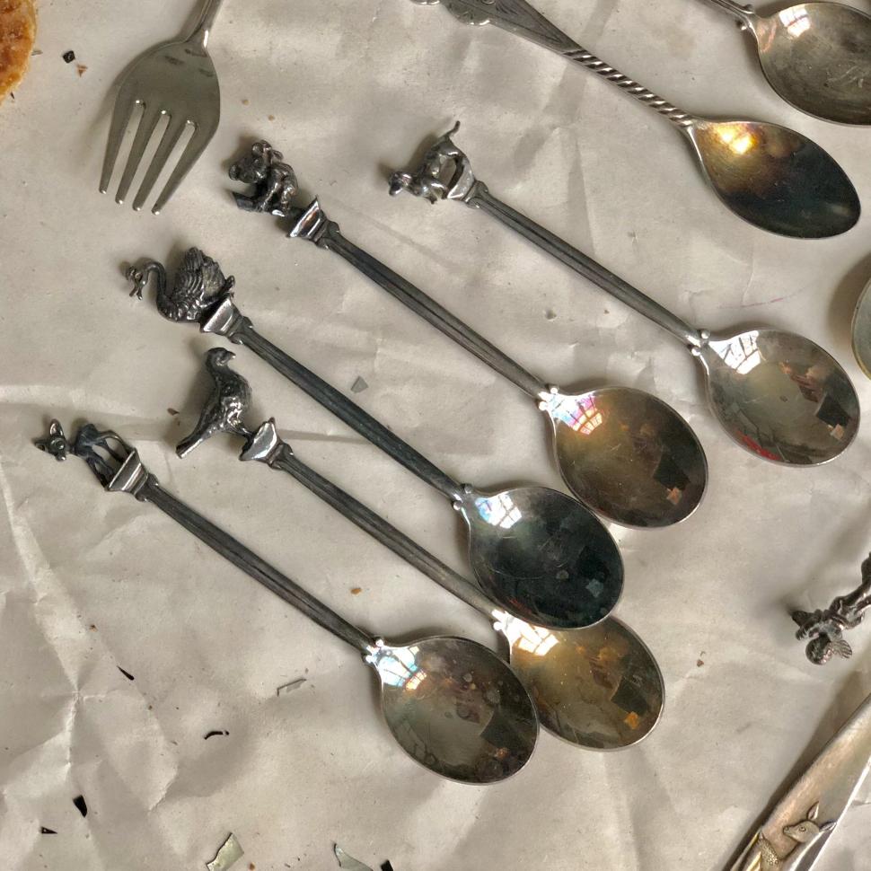 Ложка с птицей мельхиор