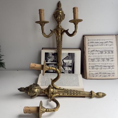 Бра настенное на 2 лампы 45 см латунь Франция     