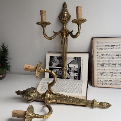 Бра настенное на 2 лампы 45 см латунь Франция     