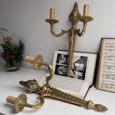 Бра настенное на 2 лампы 45 см латунь Франция     