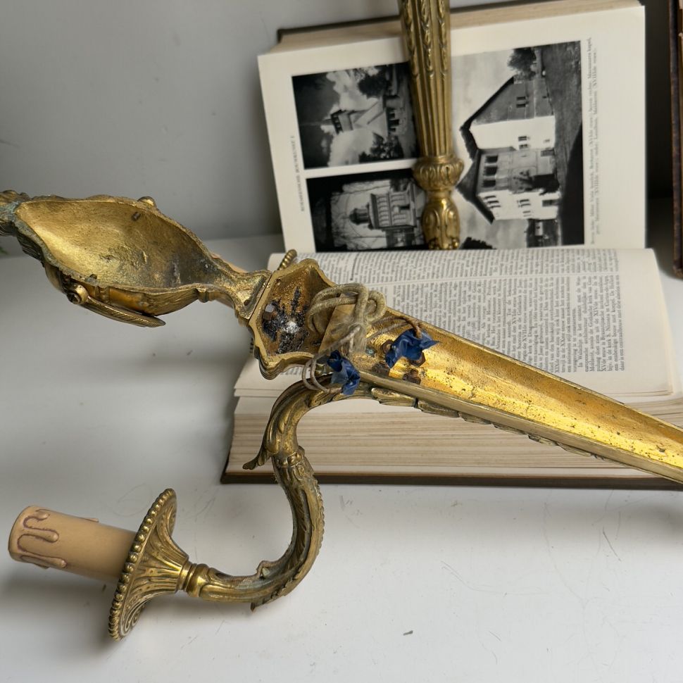 Бра настенное на 2 лампы 45 см латунь Франция     