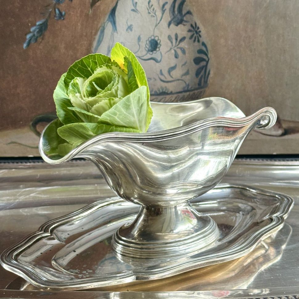 Соусник на блюде 250 мл серебрение 