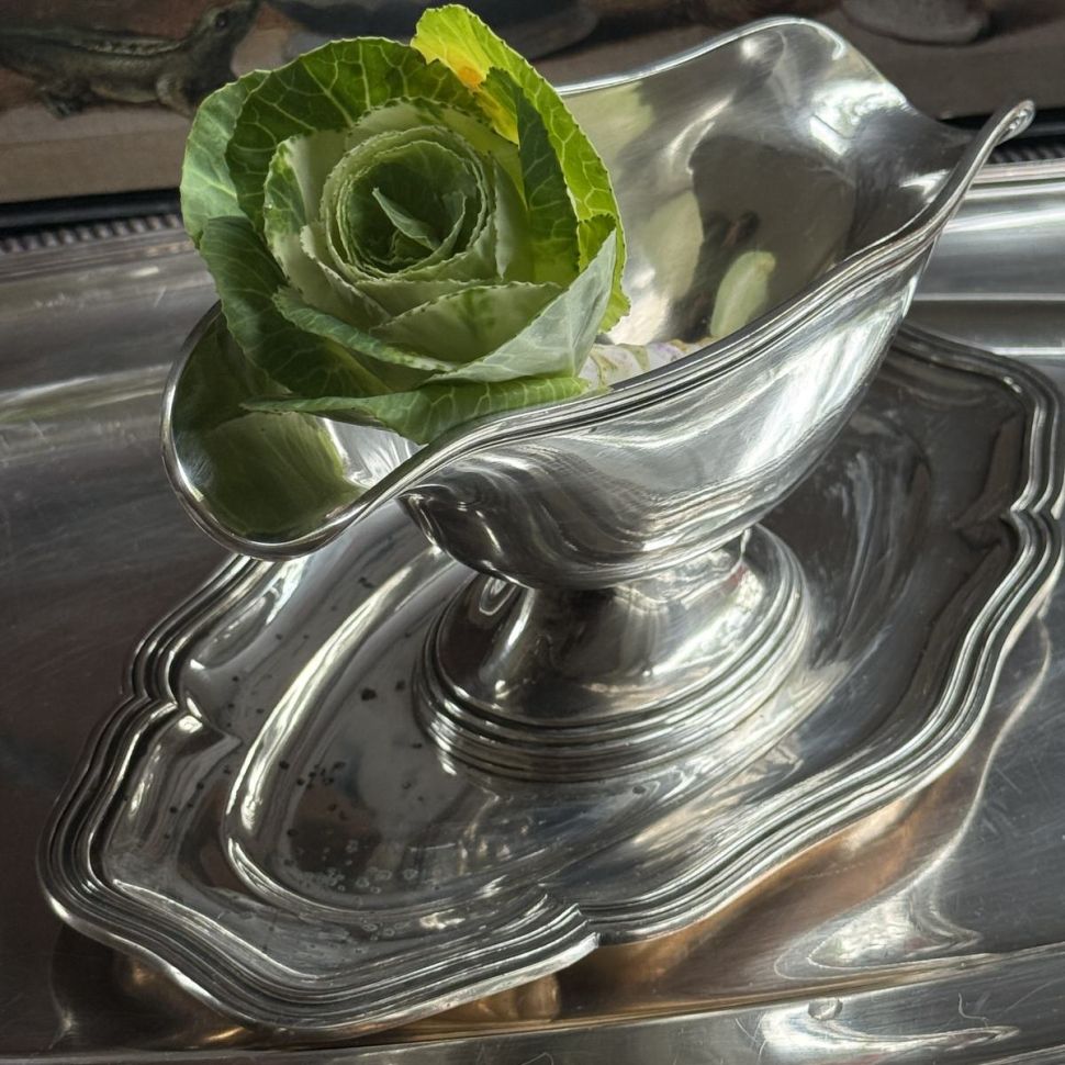 Соусник на блюде 250 мл серебрение 