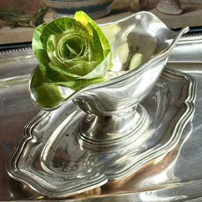 Соусник на блюде 250 мл серебрение 