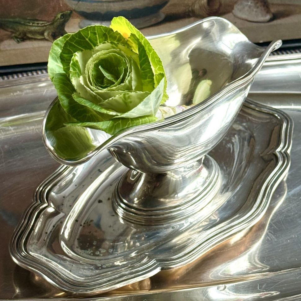 Соусник на блюде 250 мл серебрение 