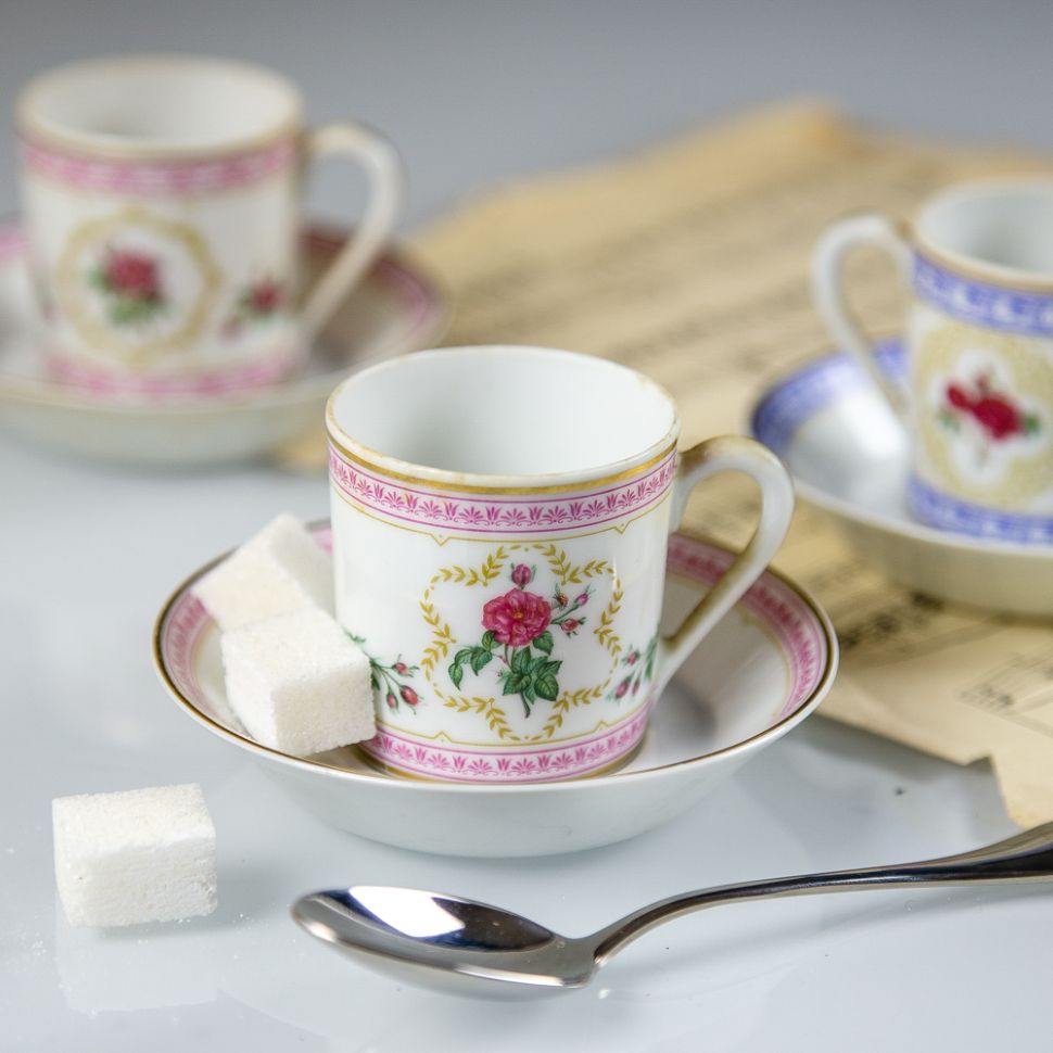 Кофейная пара 100 мл Franklin Porcelain Limoges 1982 Empress Josephine