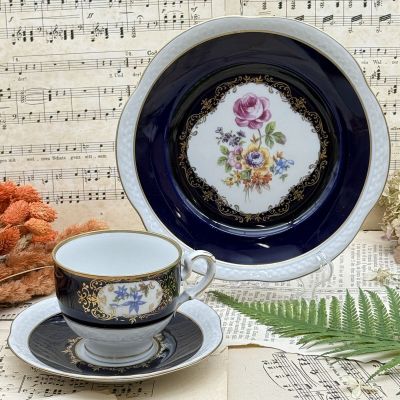 Чайное трио Volkstedter Pastorale Kobalt 200 мл Германия 