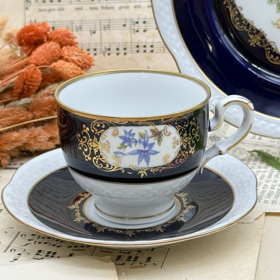 Чайное трио Volkstedter Pastorale Kobalt 200 мл Германия 