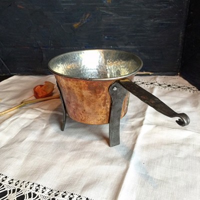 Сотейник медный с ручкой на 3 ножках