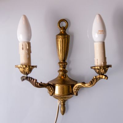 Бра настенное на две лампы 26 см латунь