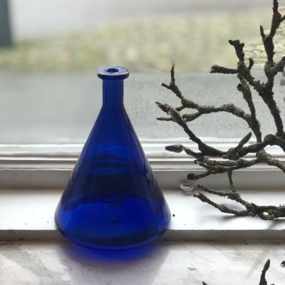 Ваза 16 см синее стекло