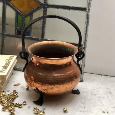 Кашпо-зольник на лапах большой медь 10 см Ø