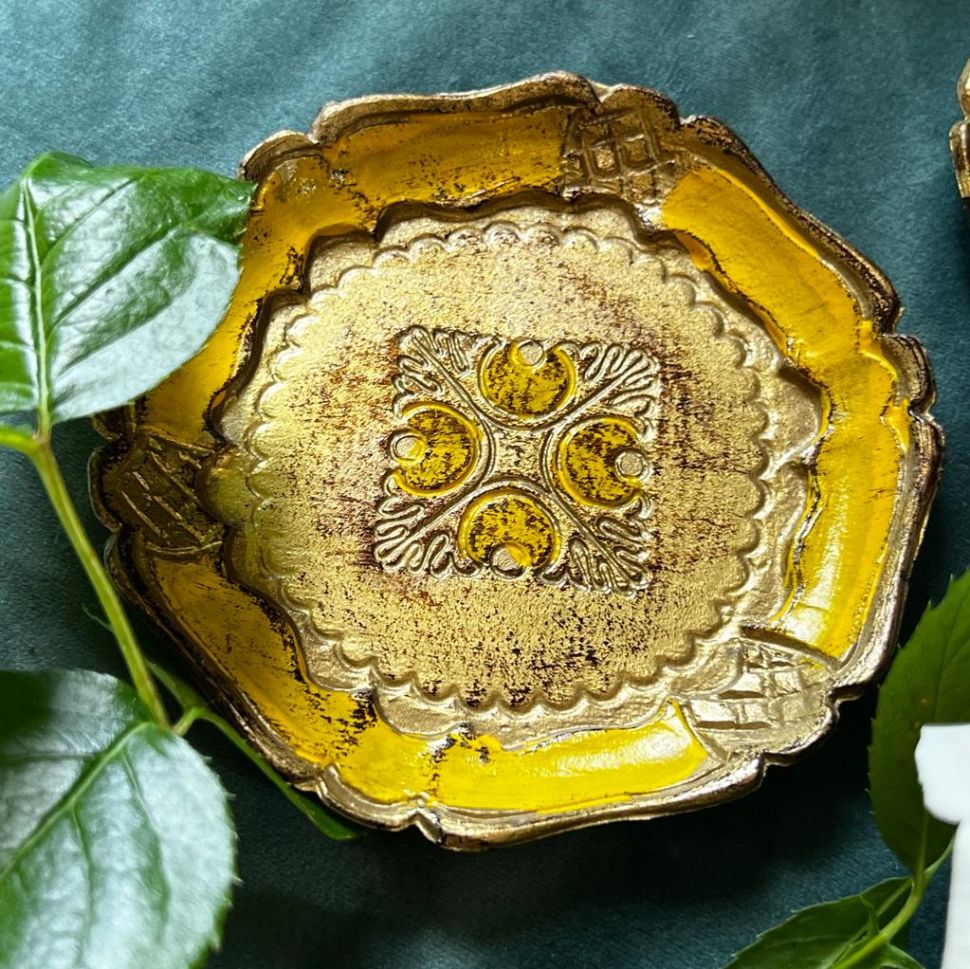 Поднос флорентийский мини 10 см Италия золото с желтым